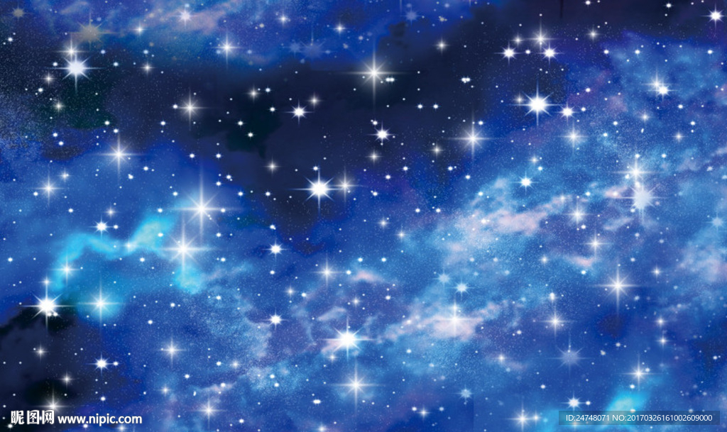 蓝色梦幻星空主题背景墙