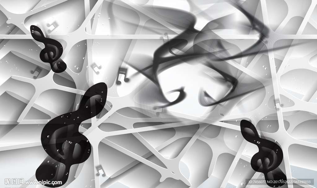 水墨音符时尚立体背景墙