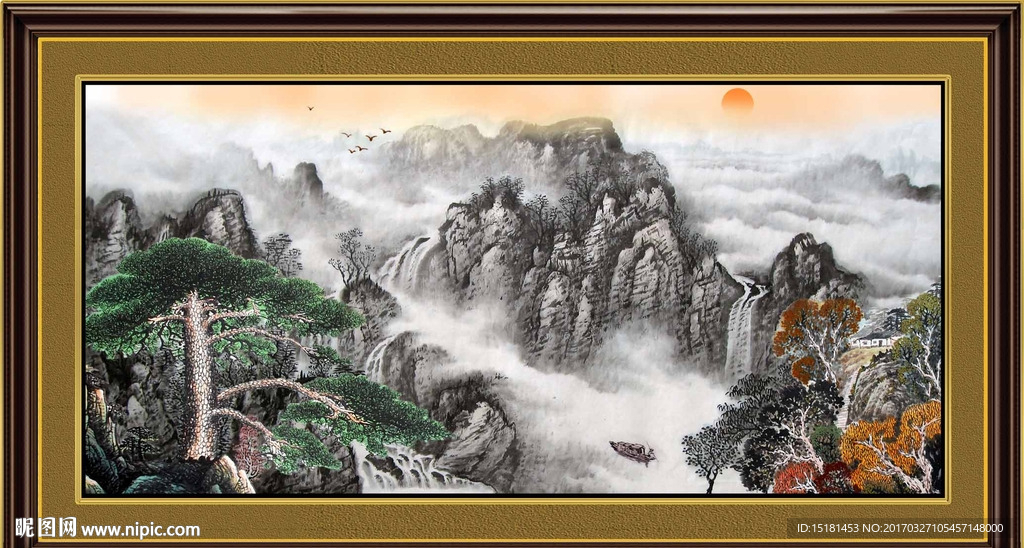 国画迎客松