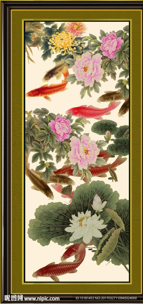 荷花鲤鱼图