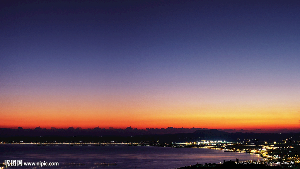 海滨城市夜景背景素材