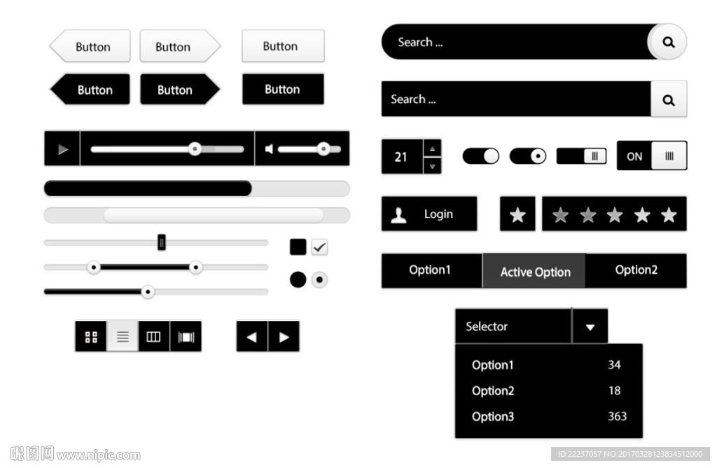 按钮图标标志标识