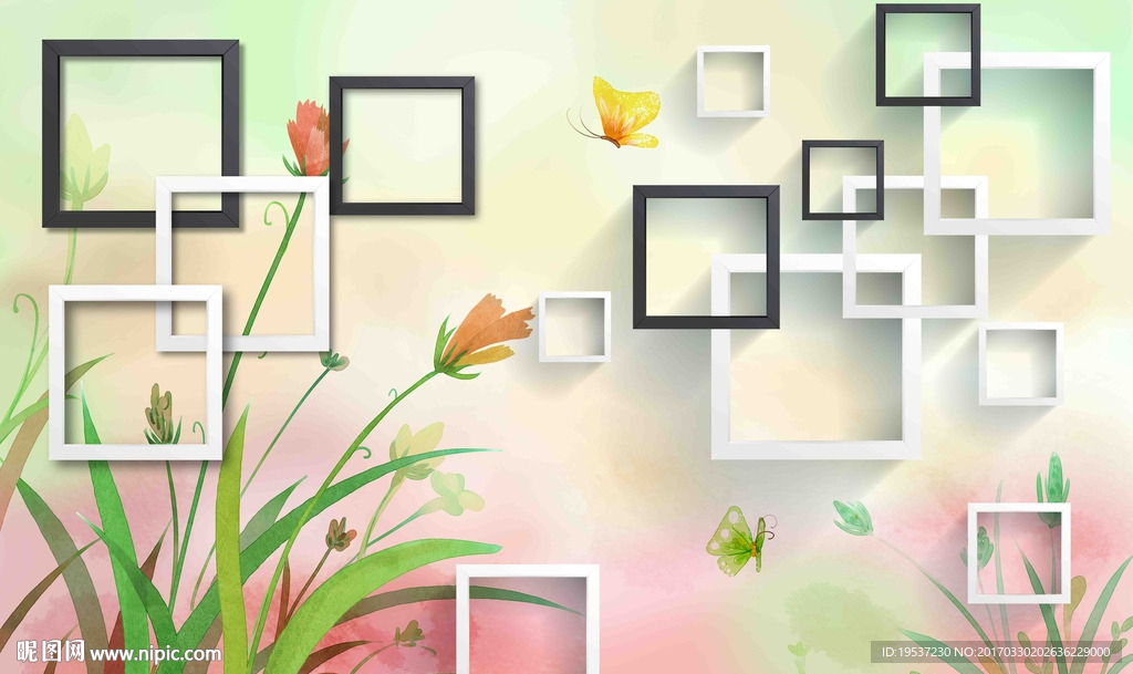 3D花卉背景墙