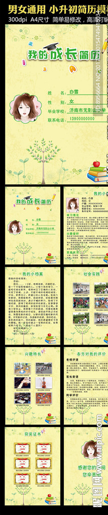 精品小升初简历模板