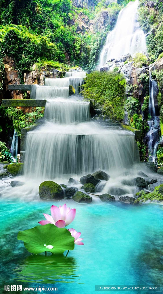 流水风景背景墙