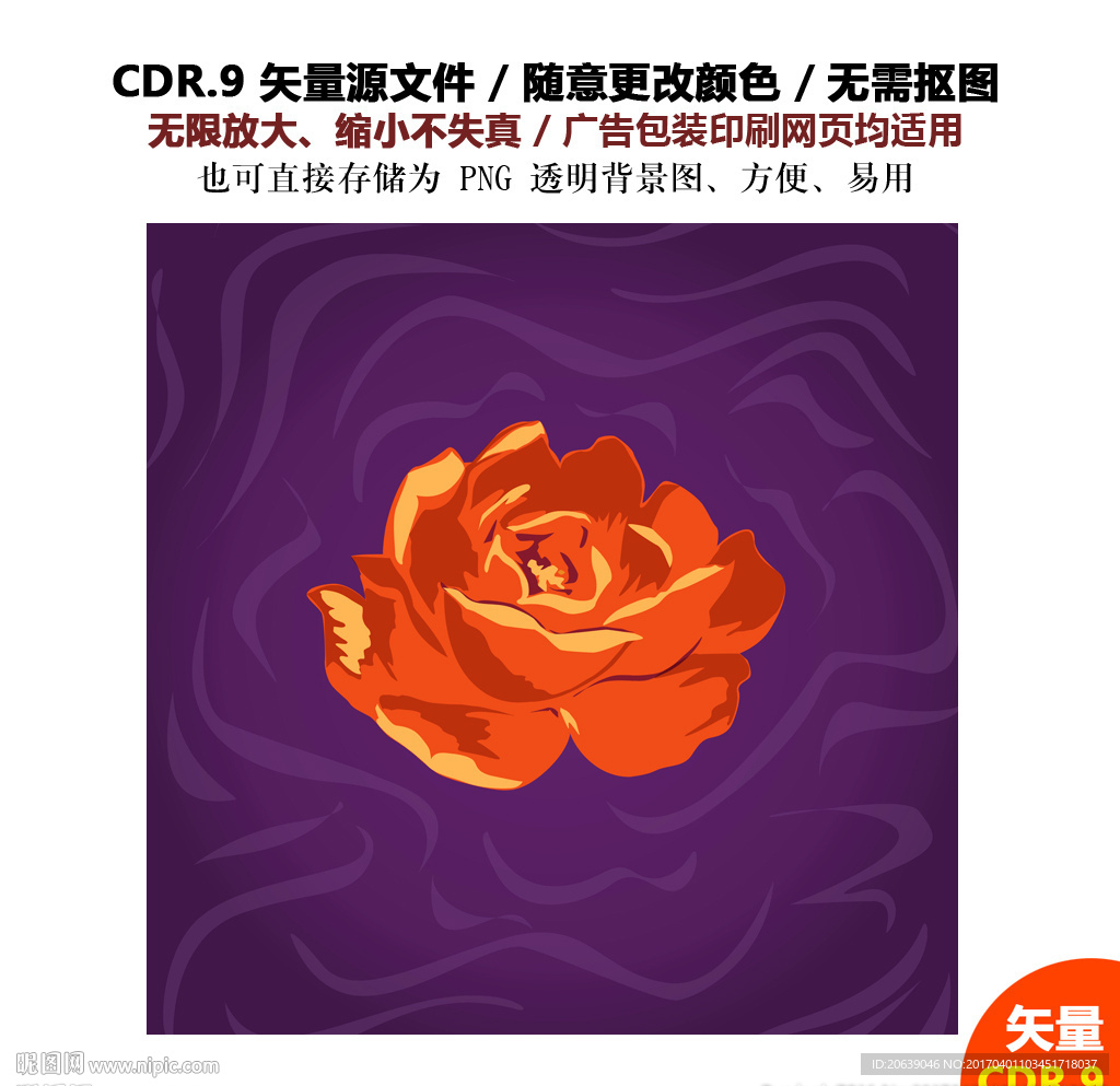 手绘花朵花卉标签矢量图
