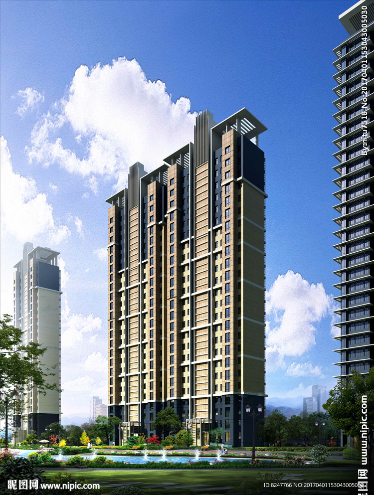高层住宅内庭景观效果图