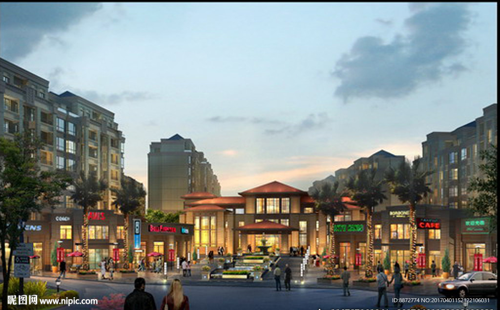 商业街效果图psd 小区