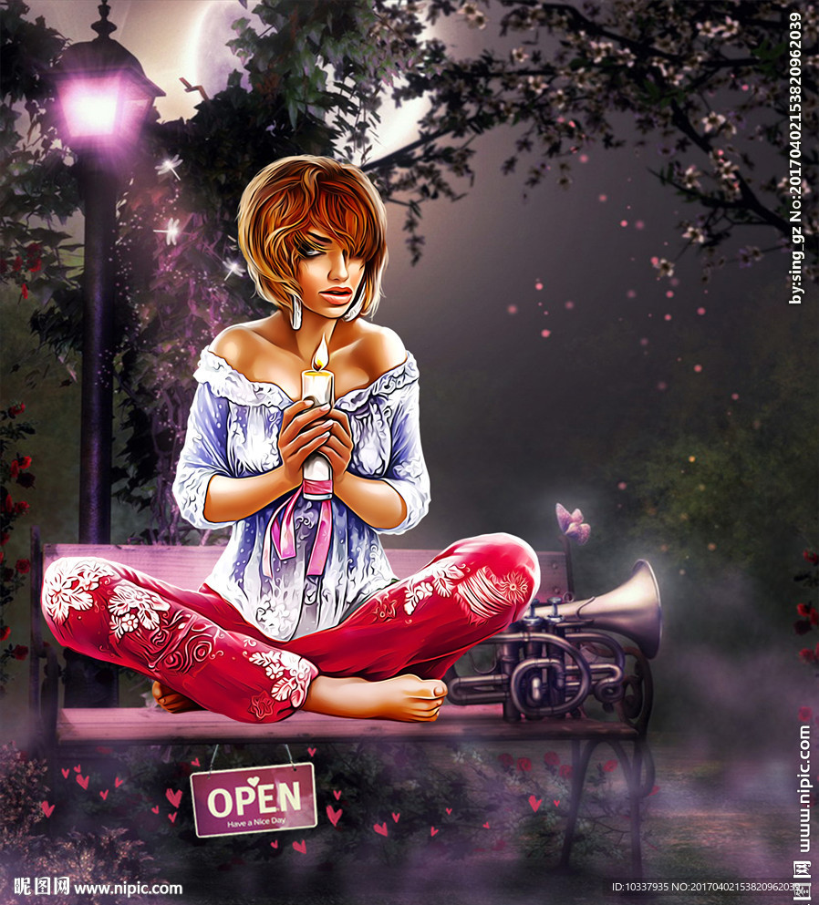 美丽少女装饰画