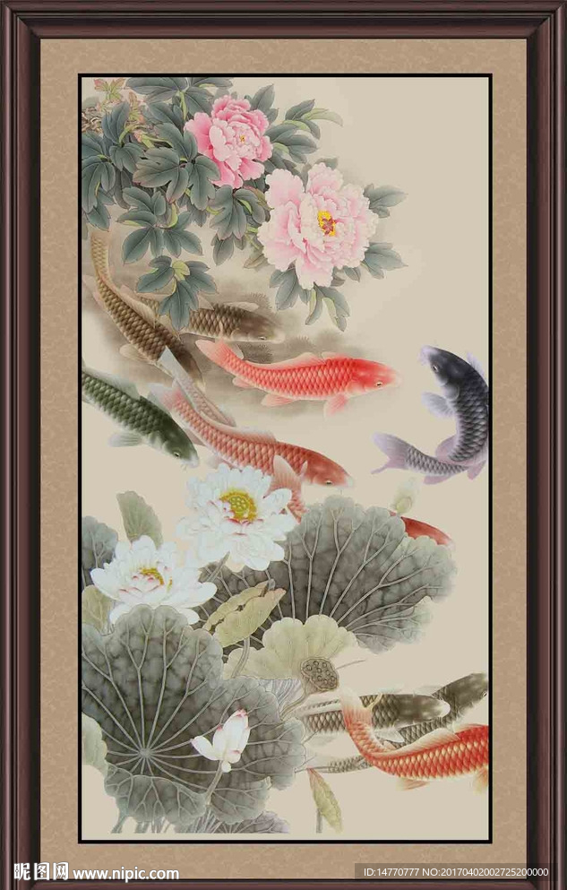 荷花鲤鱼图
