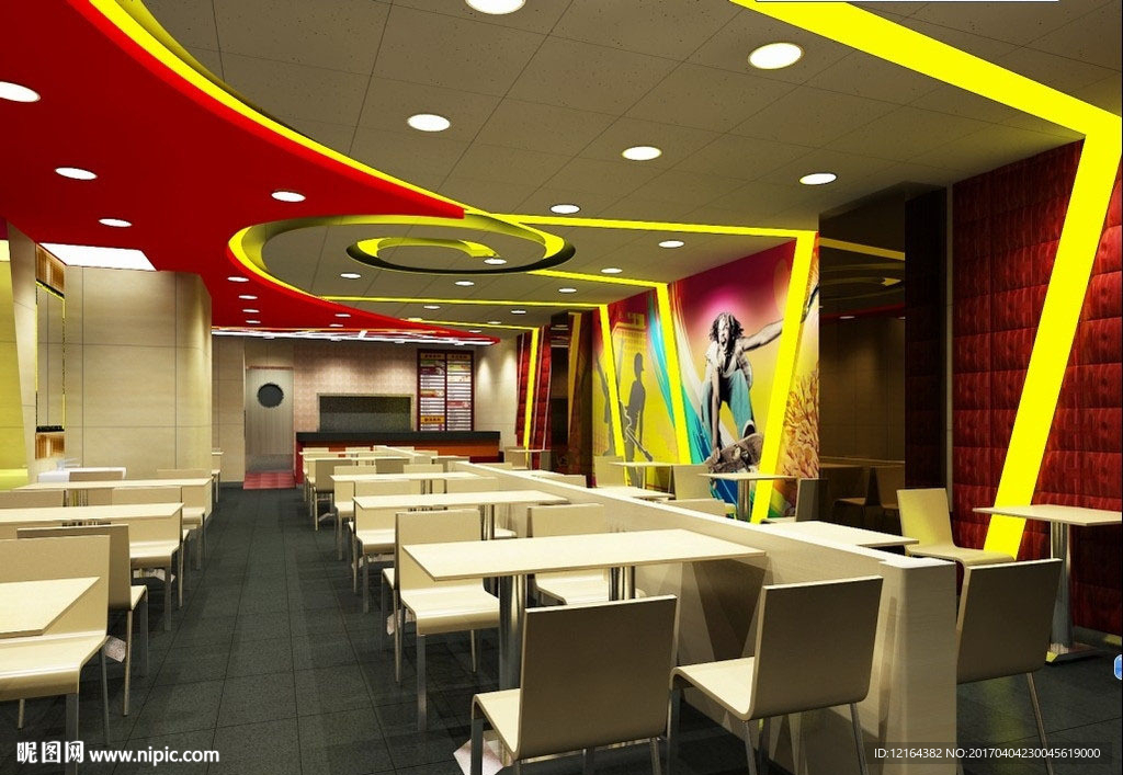 快餐店餐厅食堂3D模型