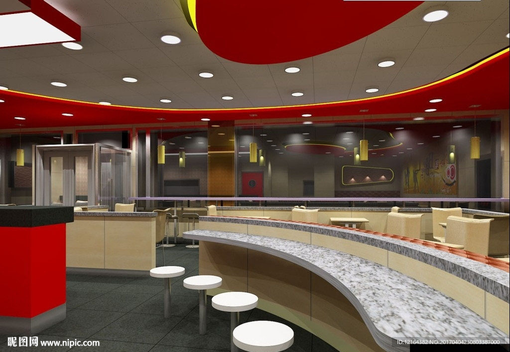 快餐店餐厅食堂3D模型