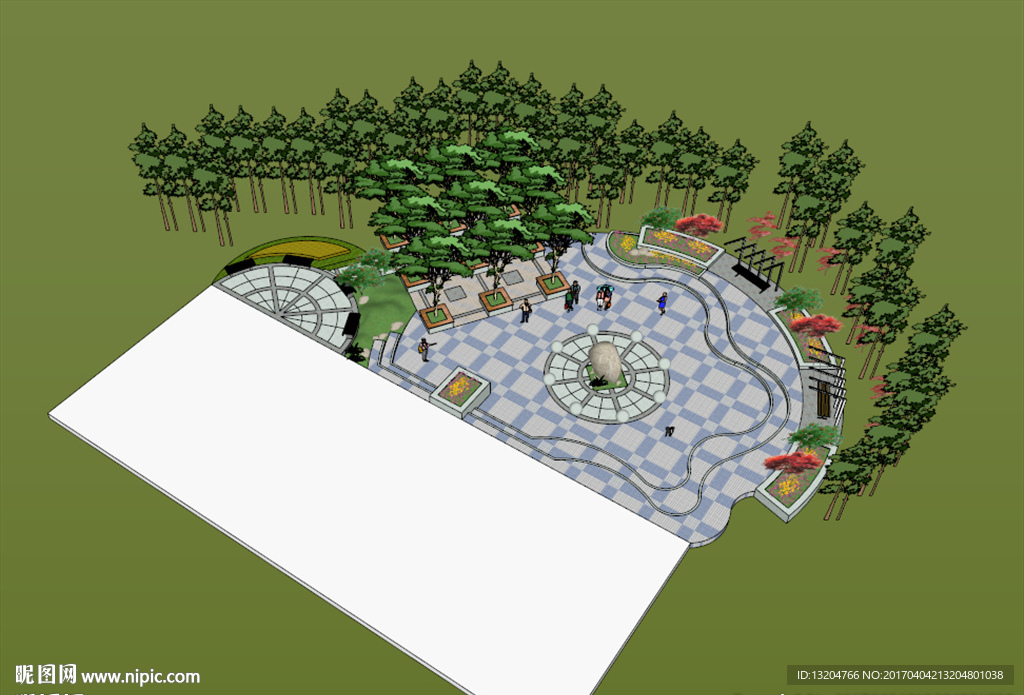 小广场园林景观模型