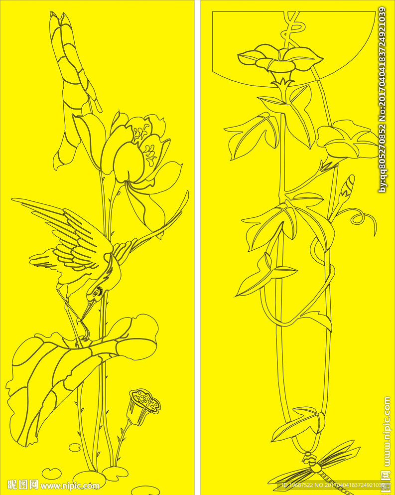 移门缕空玻璃雕刻刻绘图案