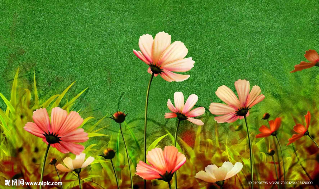花花世界草地背景墙