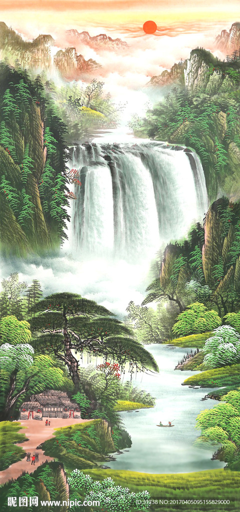 竖幅山水画