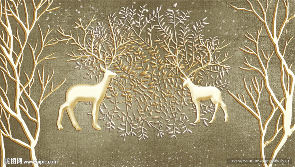 简约金色抽象艺术背景墙装饰画