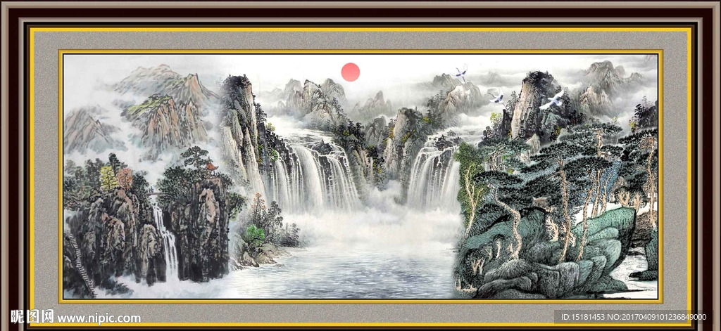 国画山水 旭日东升