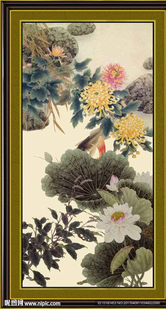 荷花鲤鱼图