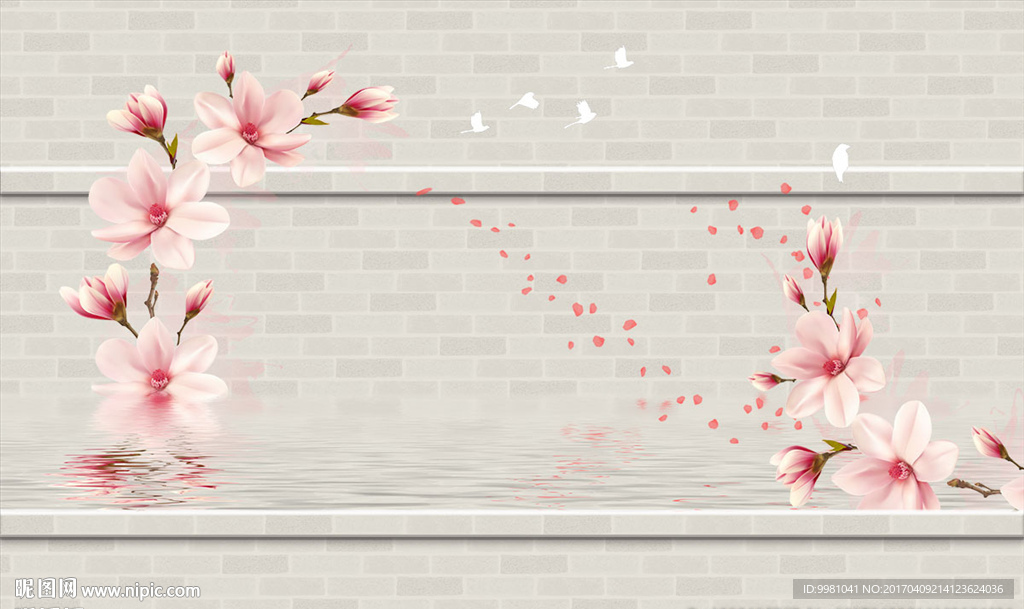 墙砖 玫瑰 百合