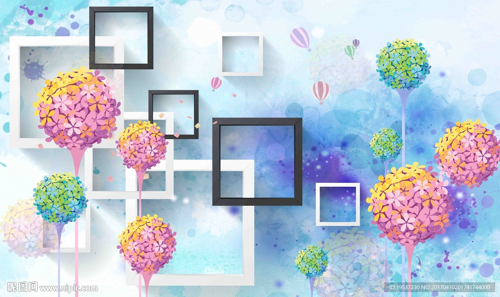 3D花卉背景墙