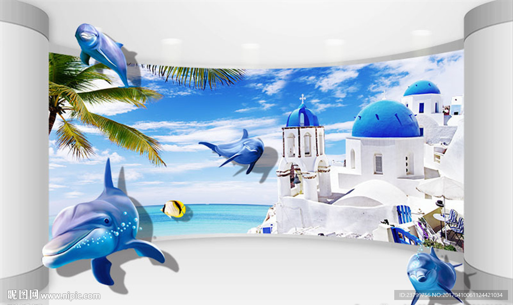 3D立体海底世界背景墙装饰画