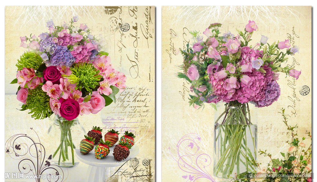 欧美风格花卉装饰画图片