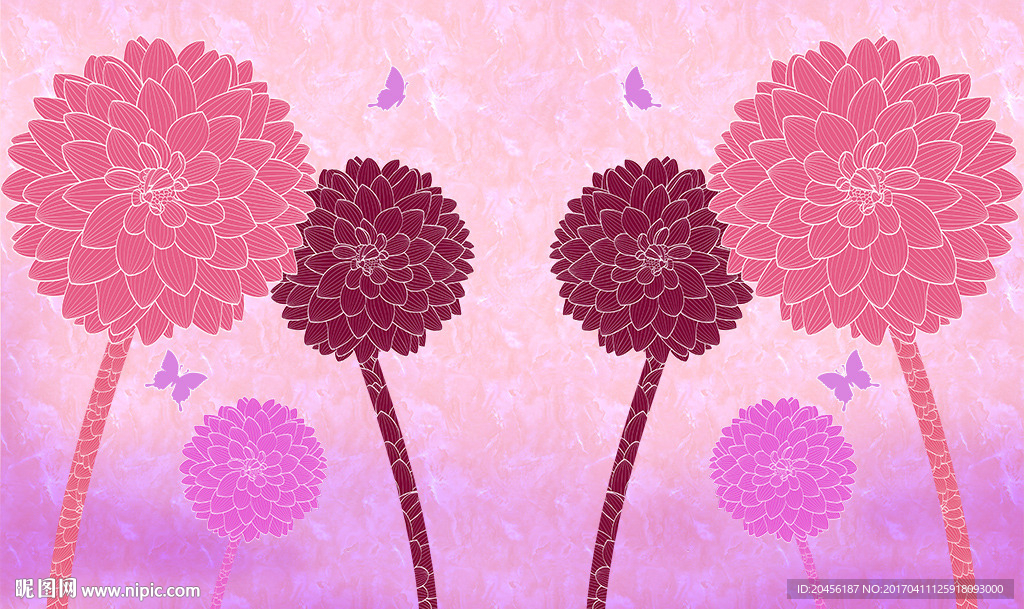 清新蒲公英背景墙