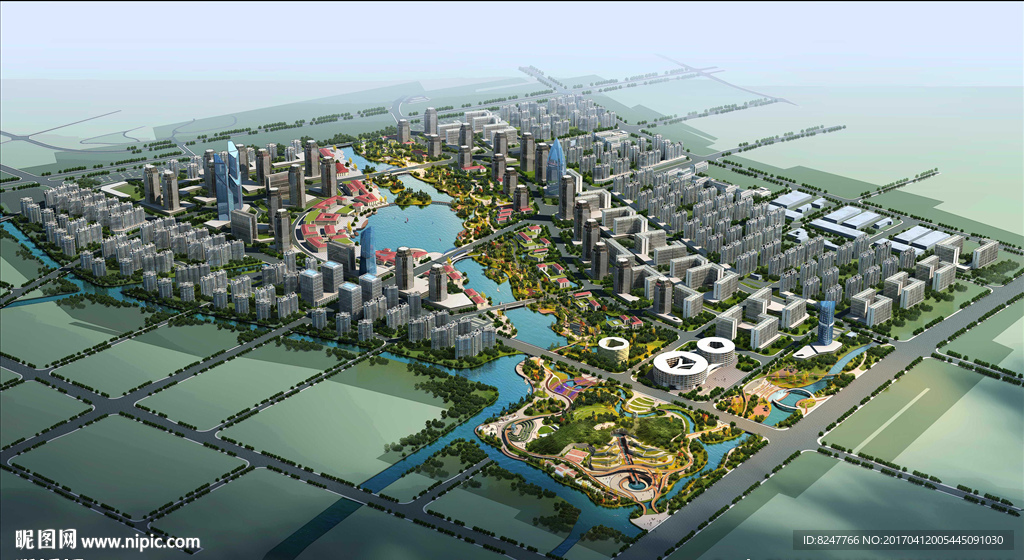 绿色生态城市规划新区鸟瞰图