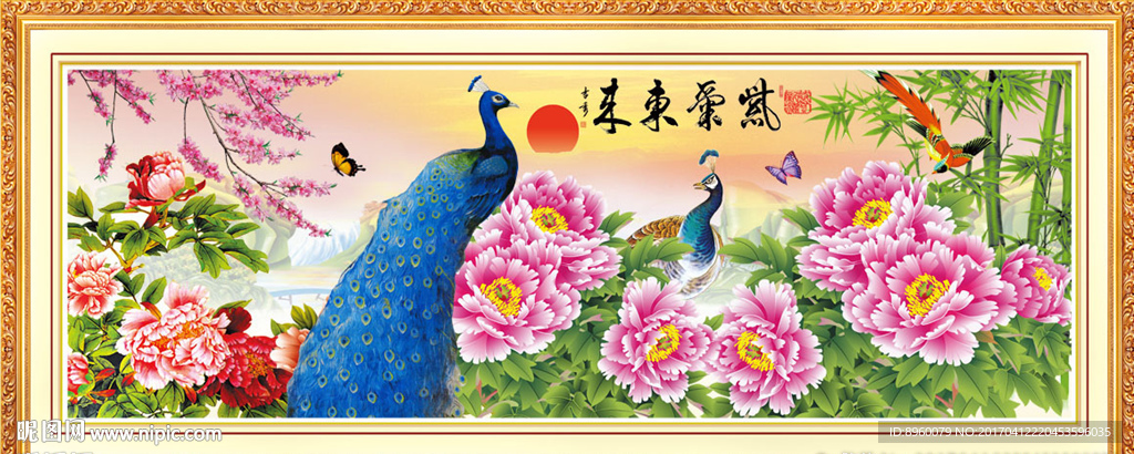 孔雀牡丹图