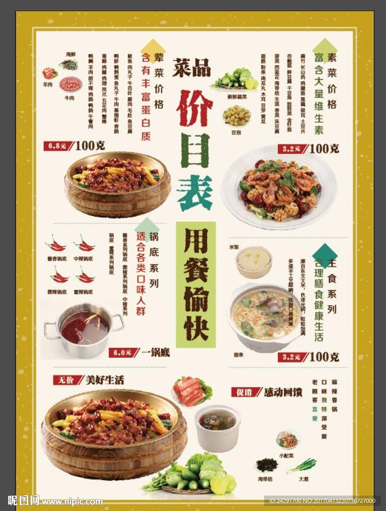 麻辣香锅菜单