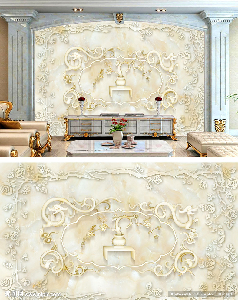 花瓶大理石背景墙