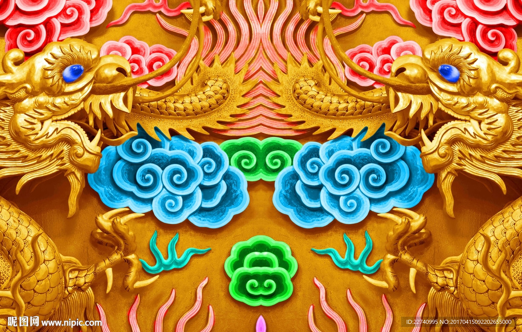 3D龙纹立体背景墙