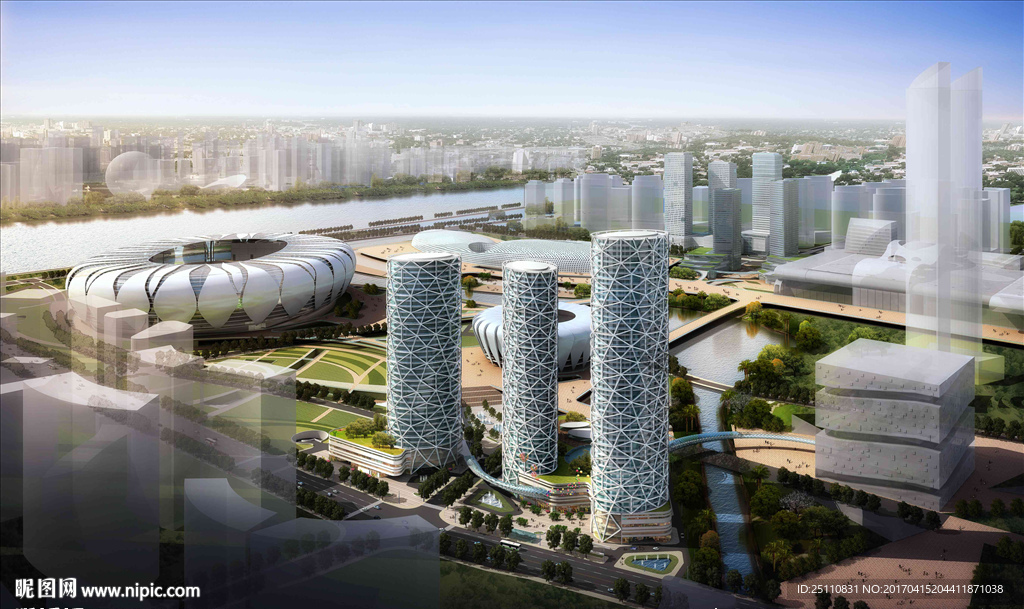 体育馆 文化建筑 黄昏效果图