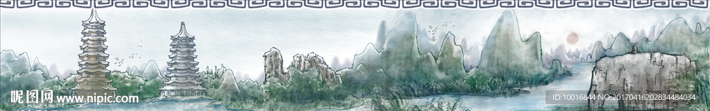 手绘桂林山水