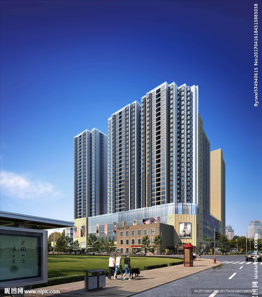高层住宅 商业街图