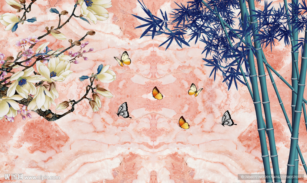 蝶恋花竹林时尚大理石壁画