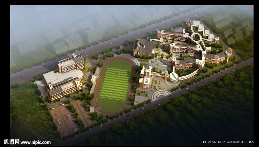 研究院科学院鸟瞰建筑效果图