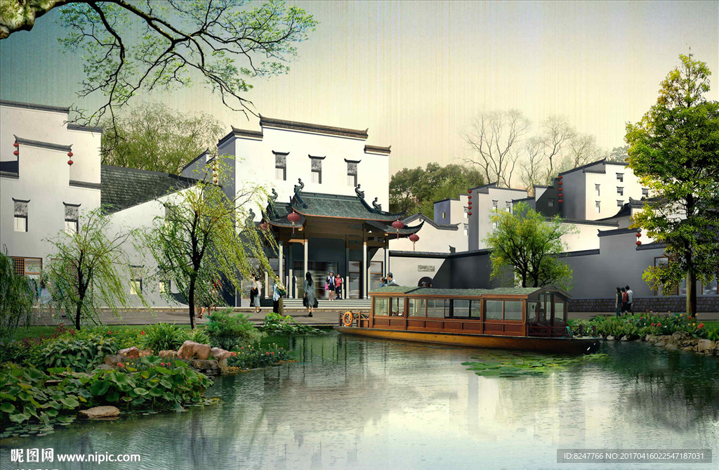 江南水乡乡村住宅景观建筑效果图