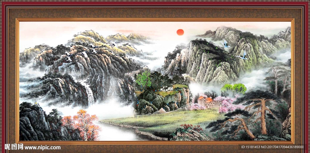 国画山水 旭日东升