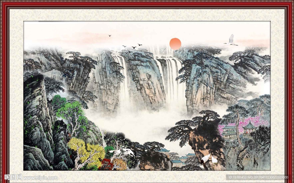 国画山水 旭日东升