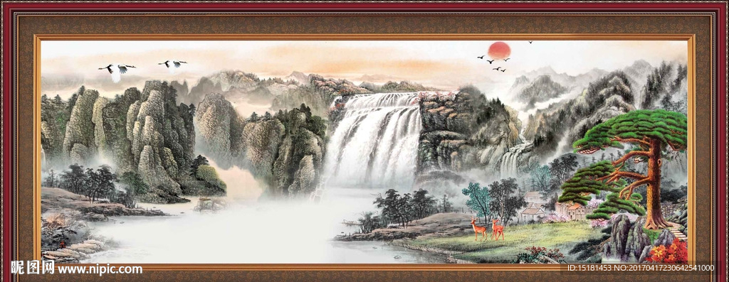 国画山水 旭日东升