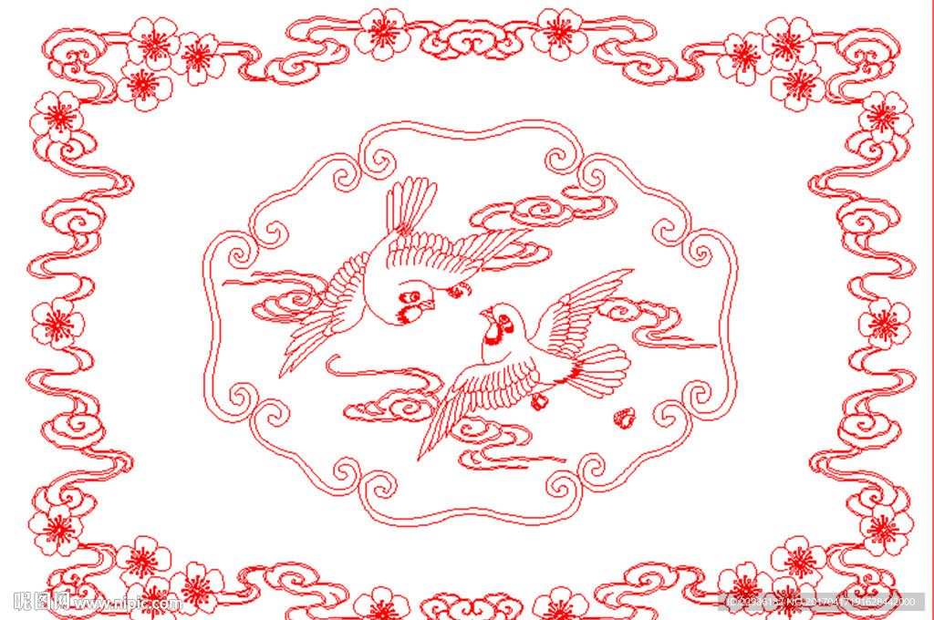 花鸟矢量线条图