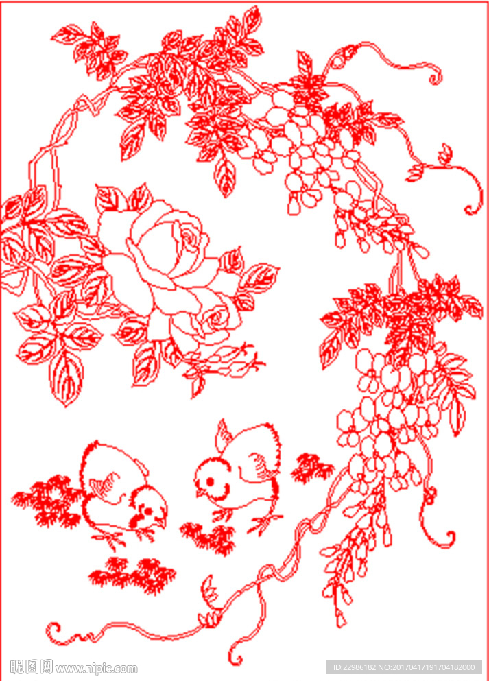 花鸟矢量线条图