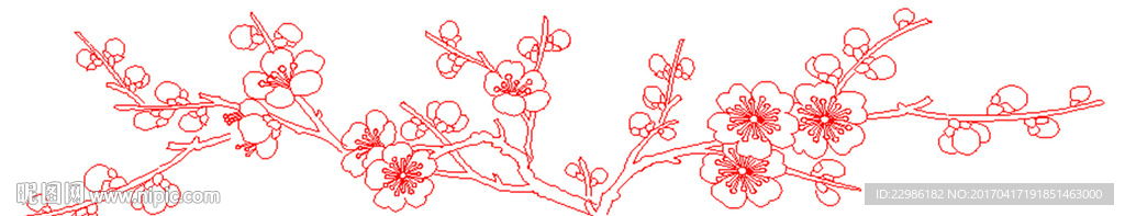 梅花矢量线条图