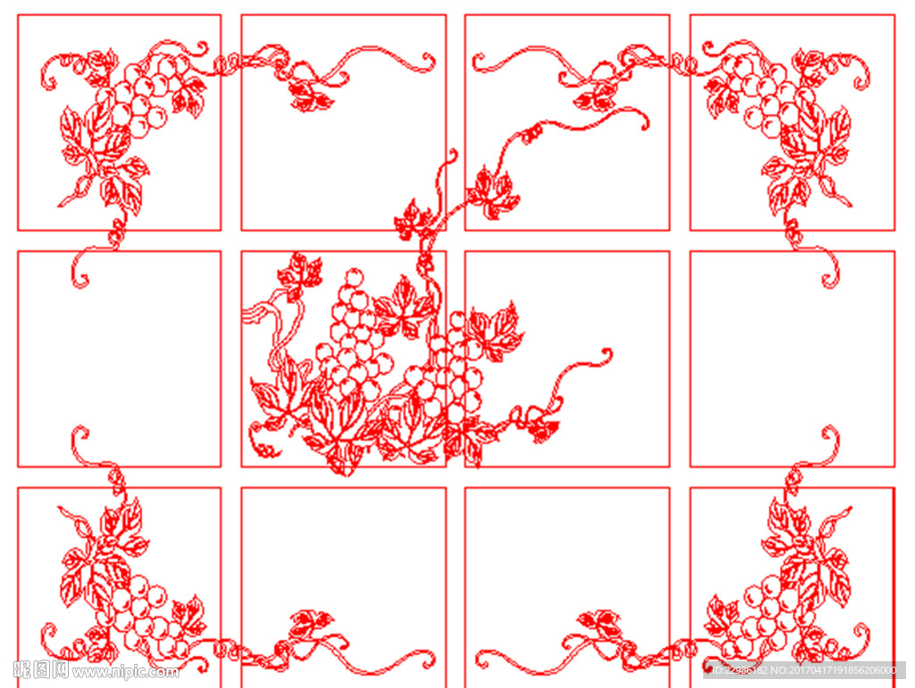 葡萄矢量线条 雕刻图