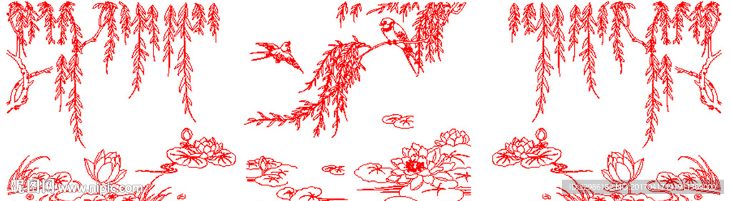 花鸟矢量线条图