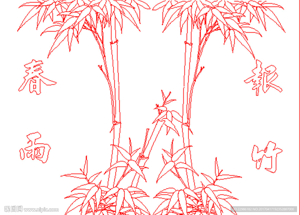 竹子矢量线条图