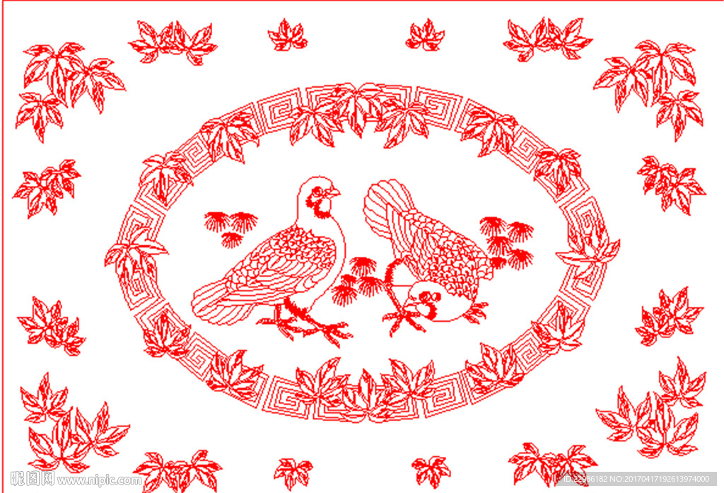 花鸟矢量线条图