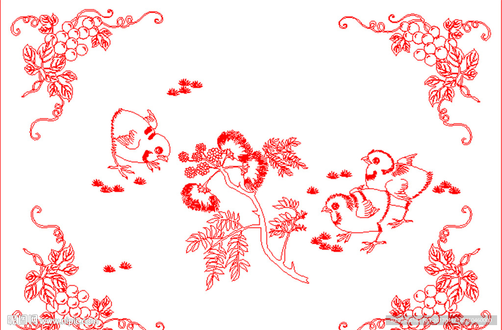 花鸟矢量线条图